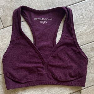 Beyond Yoga Deep Plum V-Neck Racerback Sports Bra